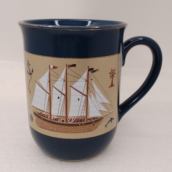 Otagiri Other - Otagiri Gibson Greetings MUG Nautical Sailing Ship Clipper Gold Trim 10 oz Cup *